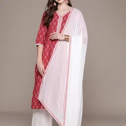 Anouk Women Floral Printed Regular Kurta with Palazzos & With Dupatta image 5