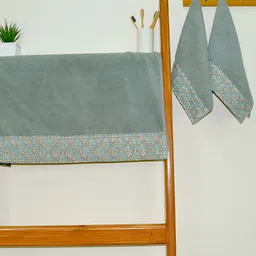 RANGOLI Green & Blue 3 Pieces Pure Cotton 550 GSM Towel Set-2