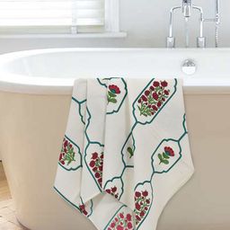 MAFATLAL 3-Pcs Off White & Green Madhubani Printed 250 GSM Pure Cotton Towel Set-7