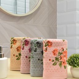 RANGOLI Set Of 4 Floral Printed 450 GSM Hand Towel Set-33