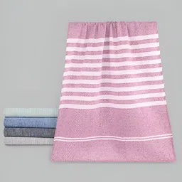 Aura Pink & Blue 5 Pieces Striped Cotton 210 GSM Towel Set-23