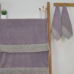 RANGOLI Grey & Brown 4 Pieces Pure Cotton 550 GSM Towel Set-55