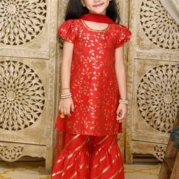 SAKA DESIGNS Girls Floral Printed Regular Kurta with Sharara & With Dupatta-image-36