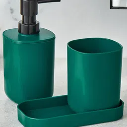 Home Centre Pacific-Emery Giana Green & Black 3 Pieces Bathroom Accessories Set-image-56
