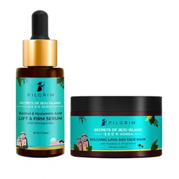 Pilgrim Set of Secrets of Jeju Island Volcanic Lava Ash Face Mask & Lift & Firm Serum-21