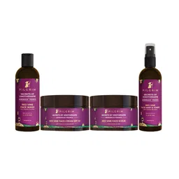 Pilgrim Set of 4 Secrets of Vinotherapie Red Wine Face Wash, Toner, Scrub & SPF30 Cream-25