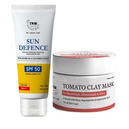 TNW the natural wash Set of Tomato Clay Mask & Sun Defence SPF Cream-58