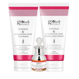 Globus naturals Set of Salicylic Acid Face Wash 100ml + Face Cream 100ml + Serum 30ml-38