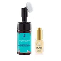 Pilgrim Volcanic Lava Ash Foaming Face Wash With 24k Gold Beauty Oil (Gift set )-54