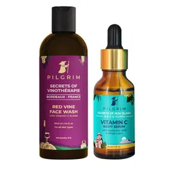 Pilgrim Red Vine Face Wash Cleanser & Korean Beauty Vitamin C Night Serum-29