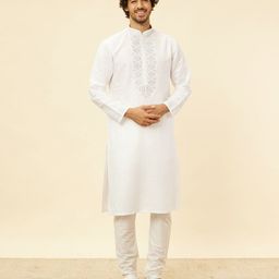 Twamev Woven Design Embroidered Mandarin Collar Straight Kurta With Churidar-image-40