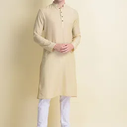 NAMASKAR Men Gold-Toned Reyon Solid Kurta with Churidar-picture-34