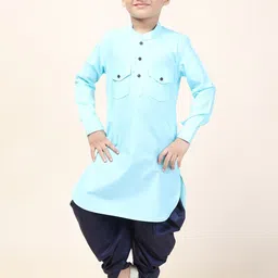 NAMASKAR Boys Blue Pure Cotton Kurta with Patiala-54