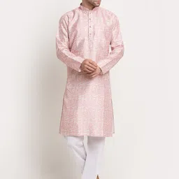 KRAFT INDIA Men Pink Paisley Kurta with Churidar-image-19