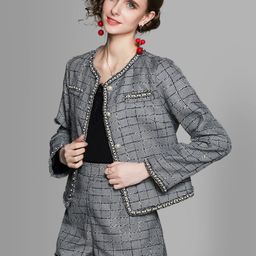 JC Collection Women Grey & Black Printed Coat with Shorts Co-Ords Set-picture-26