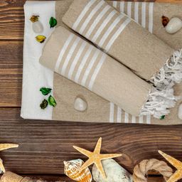 Aura Brown & White 3 Piece Printed Cotton 200 GSM Towel Set-image-21
