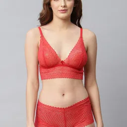CUKOO Women Red Self-Design Lace Lingerie Set BP21-024-Red-image-27