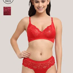 Friskers Women Pack of 2 Non Padded Lingerie Set-image-99