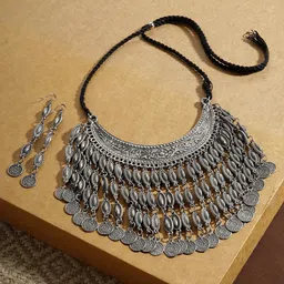TEEJH Rivaaz Silver Oxidized Jewellery Set-35
