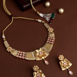 ASMITTA JEWELLERY Gold-Plated Stone-Studded & Pearl Beaded Jewellery Set-28