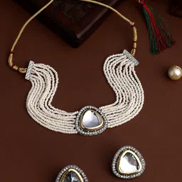 ASMITTA JEWELLERY Pearl-Beaded & Stone-Studded Jewellery Set-12