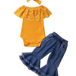 StyleCast Girls Yellow Boat Neck Sleeveless Pure Cotton Top With Palazzo-picture-45