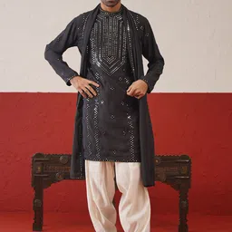 KALPRAAG Floral Embroidered Straight Mirror Work Kurta with Patiala & Dupatta-picture-57