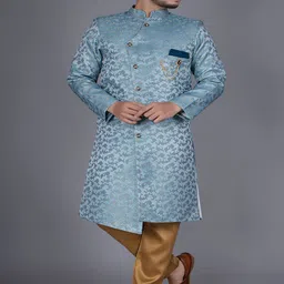 amzira Self Design Cotton Sherwani Set-picture-54