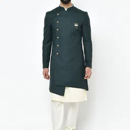 KISAH Indo-Western Silk Blend Sherwani Set-picture-46