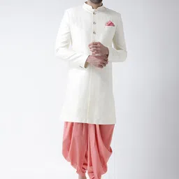 KISAH Self Design Sherwani with Dhoti Pants Set-picture-4