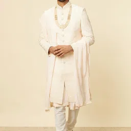 Manyavar Ethnic Motifs Embroidered Georgette Sherwani Set-picture-48