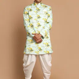VASTRAMAY Men Floral Printed Cotton Blend Sherwani Set-picture-32
