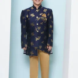 Aj DEZInES Boys Printed Cotton Mandarin Collar Sherwani Set-image-82