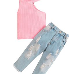 StyleCast Girls Pink Ribbed Top With Trousers-image-57