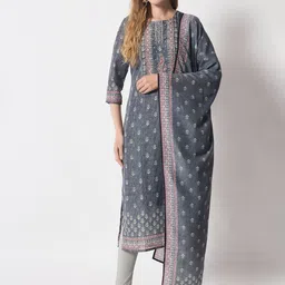 Shopping Queen Women Ethnic Motifs Printed Round Neck Kurta with Trousers & Dupatta-picture-4