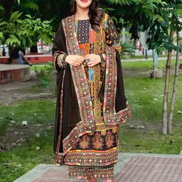 NKV Women Mirror Work Embroidered Pakistani Style Kurta Set-38
