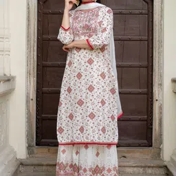 KALINI Women Floral Printed Regular Sequinned Kurta with Sharara & With Dupatta-picture-24