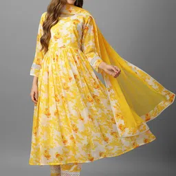 ASPORA Floral Printed Anarkali Georgette Kurta With Palazzos & Dupatta-picture-24