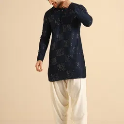 KISAH Sequinned Embroidered Regular Kurta with Patiala-image-11
