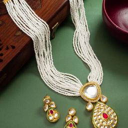 aadita Gold-Plated Kundan Studded & Beaded Jewellery Set-53