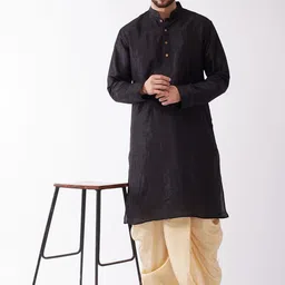 VASTRAMAY Mandarin Collar Kurta with Dhoti Pants-image-42