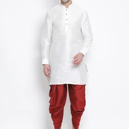 VASTRAMAY Mandarin Collar Kurta with Dhoti Pants-image-49