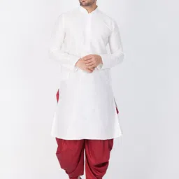 VASTRAMAY Mandarin Collar Regular Straight Kurta With Dhoti Pants-image-19