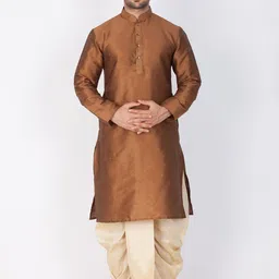 VASTRAMAY Mandarin Collar Regular Straight Kurta With Dhoti Pants-image-78