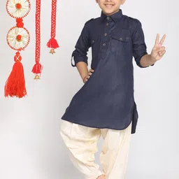 VASTRAMAY Boys Long Sleeves Kurta with Patiala-image-8