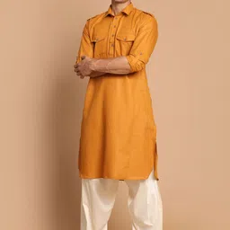 VASTRAMAY Shirt Collar Regular Kurta With Patiala Set-image-71