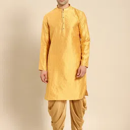 Amodh by Kisah Men Mustard Yellow Kurta with Dhoti Pants-picture-56