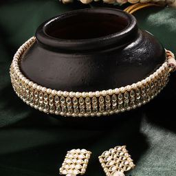 Priyaasi Gold-Plated Stones-Studded & Beaded Jewellery Set-image-70