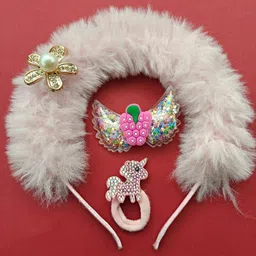 Proplady Women Set of 3 Fur Hair Accessory Set-48