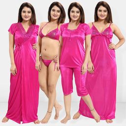 Be You 6 Pieces Satin Maxi Nightdress-image-79
